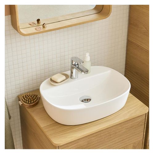 Vasque à Poser Ovale En Céramique Blanche 50x38cm