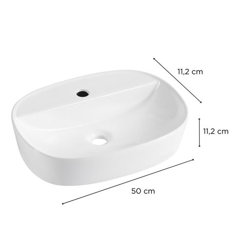 Vasque à Poser Ovale En Céramique Blanche 50x38cm