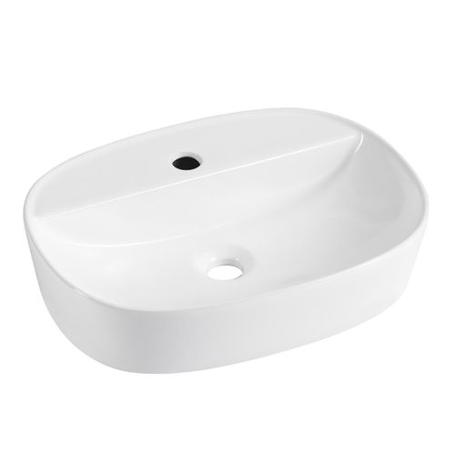 Vasque à Poser Ovale En Céramique Blanche 50x38cm