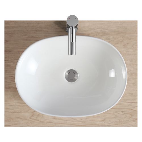 Vasque à Poser Ovale Pia En Céramique Blanche 49x35.5cm