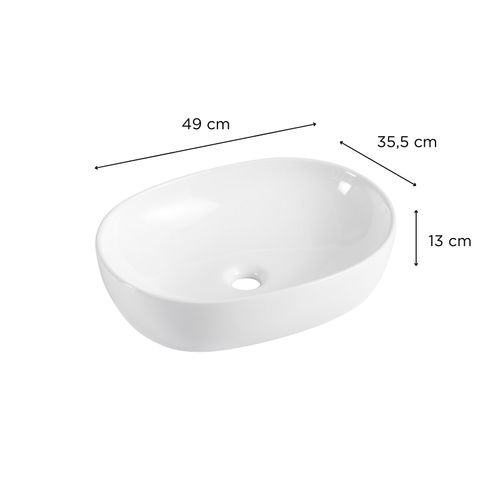 Vasque à Poser Ovale Pia En Céramique Blanche 49x35.5cm