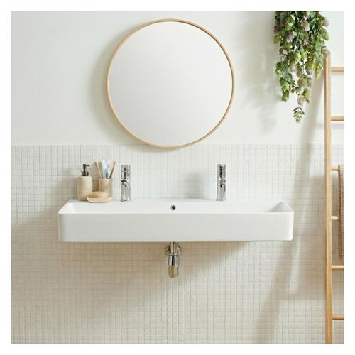 Vasque à Suspendre Salina Rectangulaire En Céramique 110x42cm