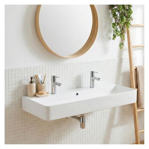 Vasque à Suspendre Salina Rectangulaire En Céramique 110x42cm