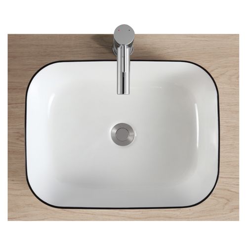 Vasque à Poser Rectangulaire Alix En Céramique Avec Liseret 48x37cm