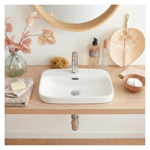 Vasque Semi Encastrée Rectangulaire En Céramique Blanche 48x37cm