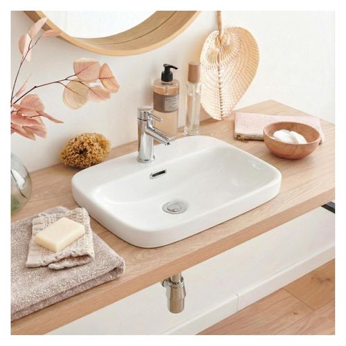 Vasque Semi Encastrée Rectangulaire En Céramique Blanche 48x37cm