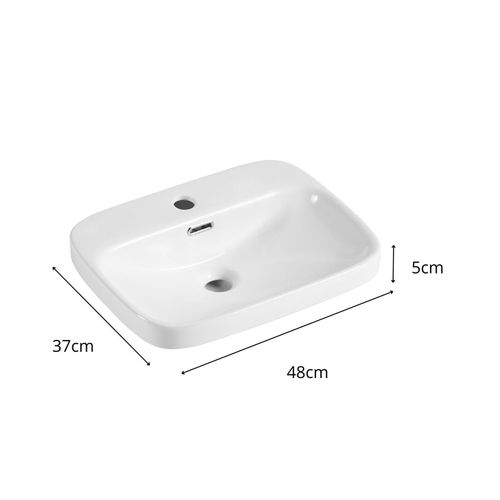 Vasque Semi Encastrée Rectangulaire En Céramique Blanche 48x37cm