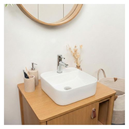 Vasque à Poser Rectangulaire Kali En Céramique Blanche 36cm