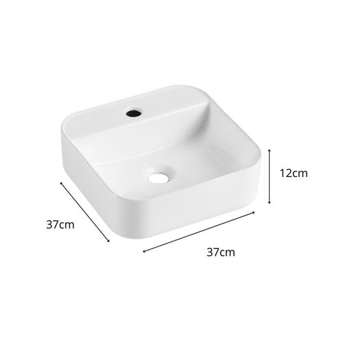 Vasque à Poser Rectangulaire Kali En Céramique Blanche 36cm