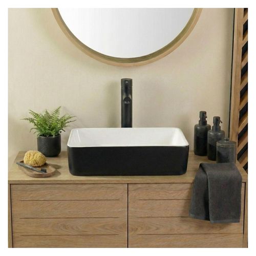 Vasque à Poser Rectangulaire Ydra En Céramique Bicolore 47x36cm