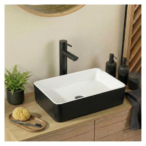 Vasque à Poser Rectangulaire Ydra En Céramique Bicolore 47x36cm