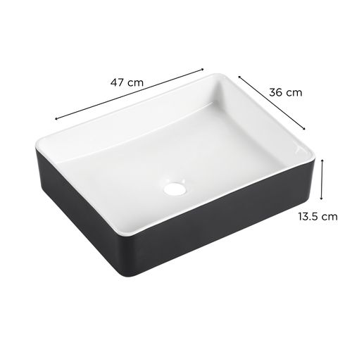 Vasque à Poser Rectangulaire Ydra En Céramique Bicolore 47x36cm