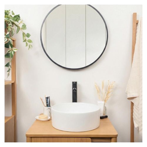 Vasque à Poser Ronde En Céramique Blanche 37cm