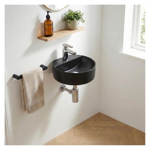 Vasque Lave-mains à Suspendre Ronde En Céramique