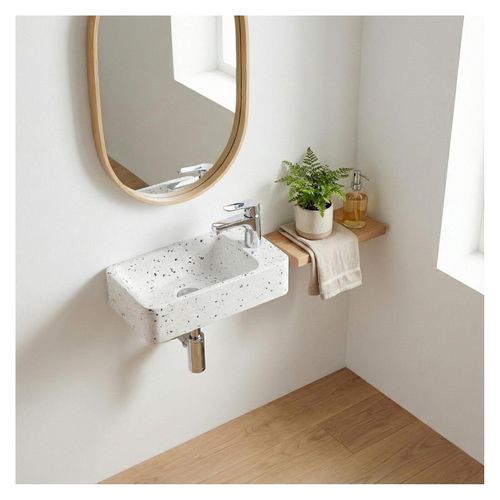 Vasque Lave-mains à Suspendre Rectangle En Terrazzo 45x28cm