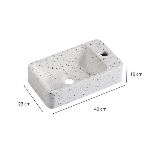 Vasque Lave-mains à Suspendre Rectangle En Terrazzo 45x28cm