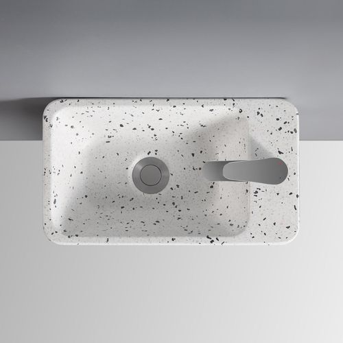 Vasque Lave-mains à Suspendre Rectangle En Terrazzo 45x28cm