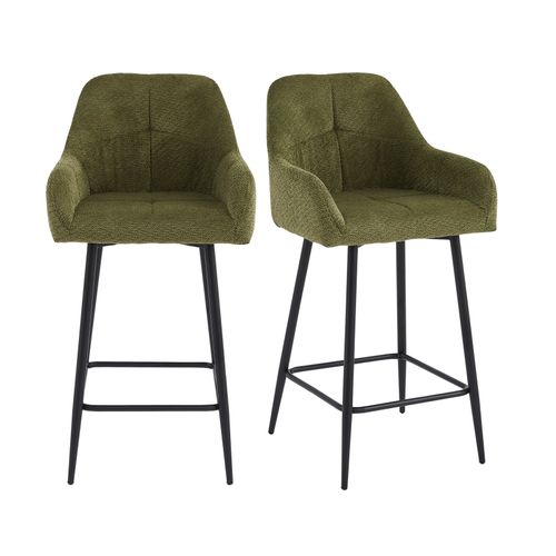Lea-fauteuil De Bar En Tissu Ikon Olive (x2)