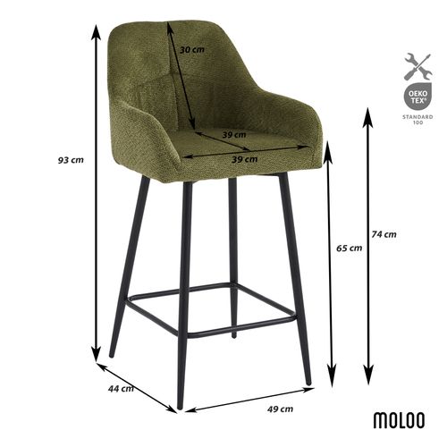 Lea-fauteuil De Bar En Tissu Ikon Olive (x2)
