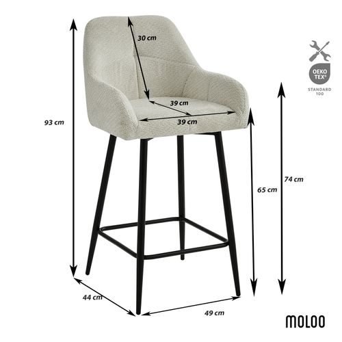 Lea-fauteuil De Bar En Tissu Ikon Coloris Lin (x2)