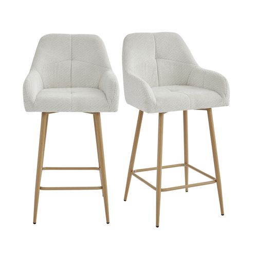Lea-fauteuil De Bar En Tissu Ikon Coloris Lin Et Métal Chêne (x2)