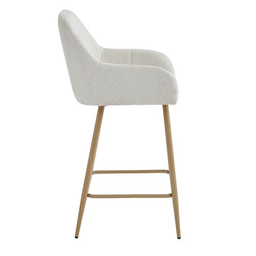 Lea-fauteuil De Bar En Tissu Ikon Coloris Lin Et Métal Chêne (x2)