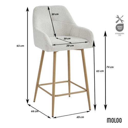 Lea-fauteuil De Bar En Tissu Ikon Coloris Lin Et Métal Chêne (x2)