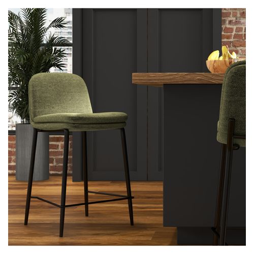 Nolan-chaises De Bar En Tissu Luxury Kaki (x2)