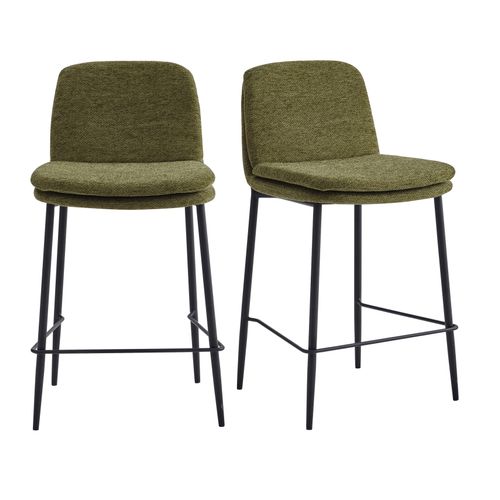Nolan-chaises De Bar En Tissu Luxury Kaki (x2)