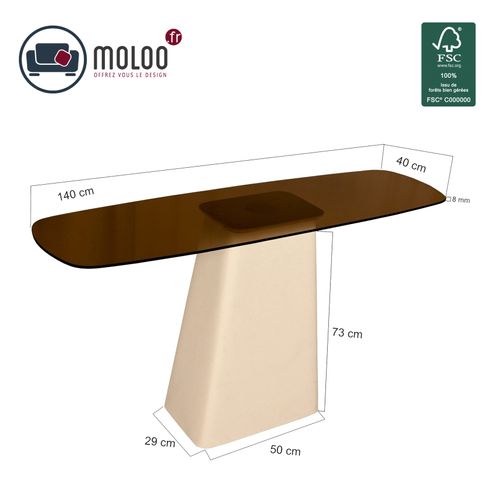 Dylon-console En Verre Fumé Et Métal Ivoire