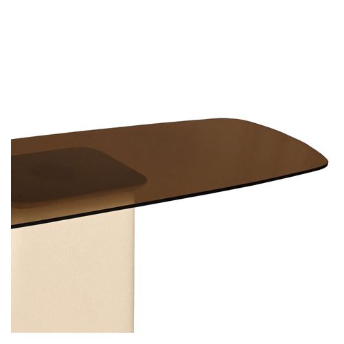 Dylon-console En Verre Fumé Et Métal Ivoire