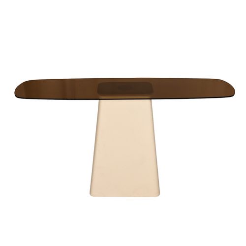 Dylon-console En Verre Fumé Et Métal Ivoire