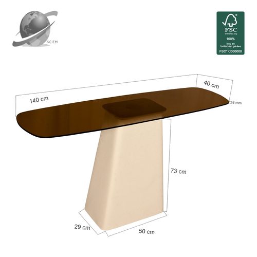 Dylon-console En Verre Fumé Et Métal Ivoire