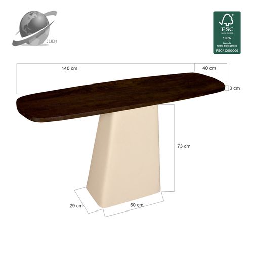 Dylon-console En Bois Massif Et Métal Ivoire