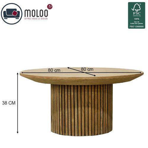 Piana-table Basse Ronde D80 Cm En Teck Massif