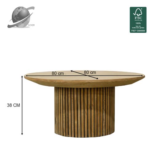 Piana-table Basse Ronde D80 Cm En Teck Massif