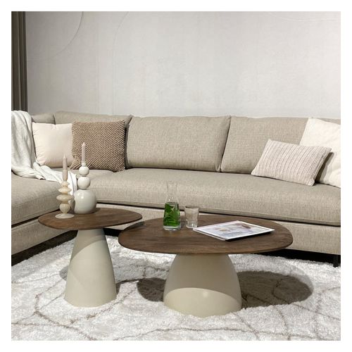 Dylon-table Basse D50 Cm En Bois Brun Et Ivoire