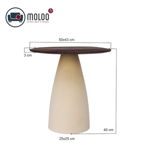 Dylon-table Basse D50 Cm En Bois Brun Et Ivoire
