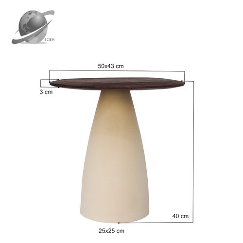 Dylon-table Basse D50 Cm En Bois Brun Et Ivoire