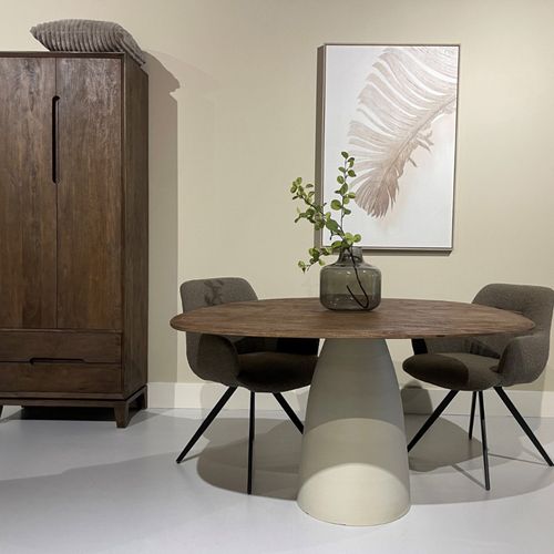 Dylon-table à Manger Ronde 4 Personnes D140 Bois Massif Brun