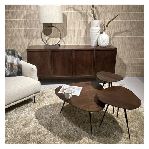 Loris-set De 3 Tables Basses En Bois Massif Brun