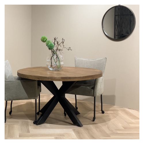 Manaus-table Repas Ronde 4 Personnes D130 Cm En Bois Massif