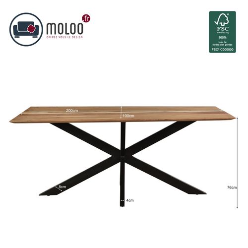 Urban-table à Manger 8 Personnes 200 Cm En Bois Massif