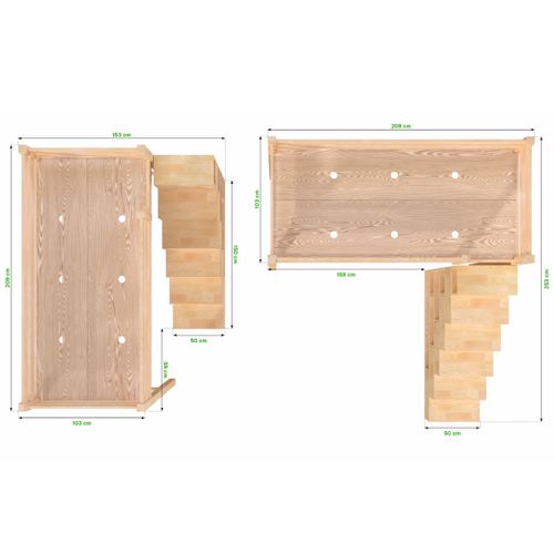 Lit Mezzanine Bois 90x200 Sylvia Avec Escalier Cube