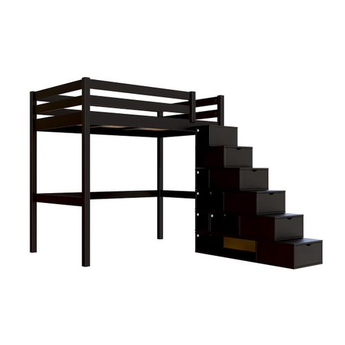Lit Mezzanine Bois 120x200 Sylvia Avec Escalier Cube