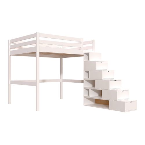 Lit Mezzanine Bois 160x200 Avec Escalier Cube Sylvia