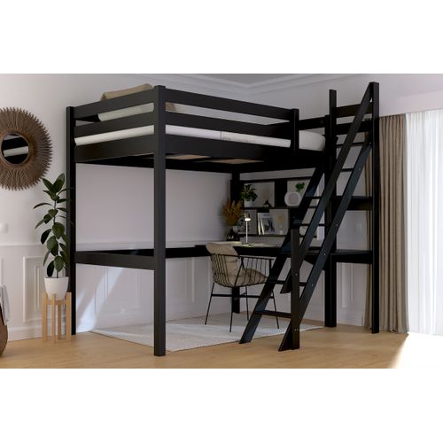 Lit Mezzanine Bois 120x200 Sylvia Avec Escalier De Meunier