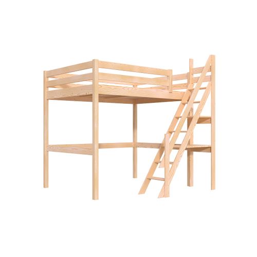 Lit Mezzanine Bois 140x200 Sylvia Avec Escalier De Meunier