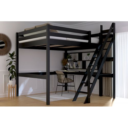 Lit Mezzanine Bois 160x200 Sylvia Avec Escalier De Meunier