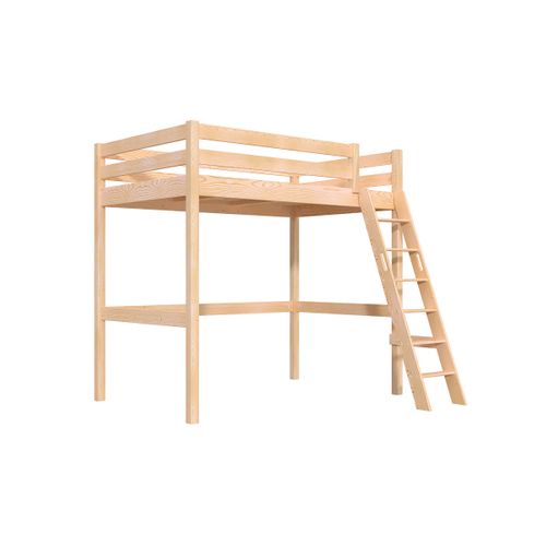Lit Mezzanine 1 Place Bois Sylvia 120x200 Échelle Inclinée